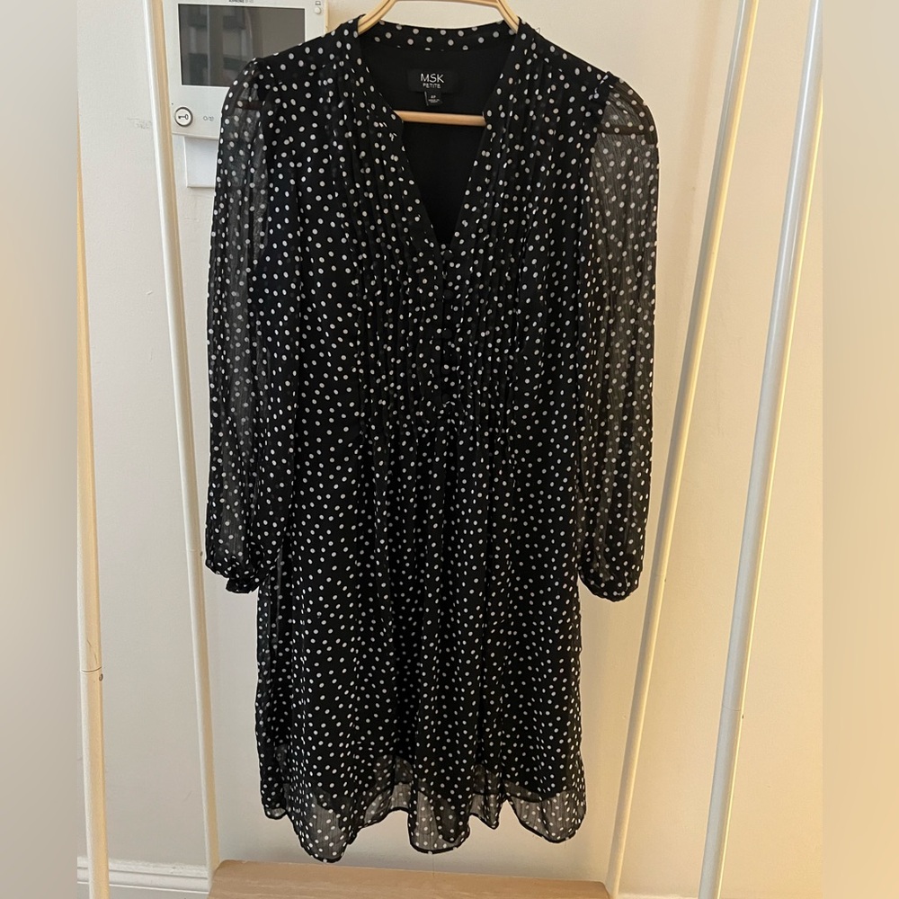 MSK Black Polka Dot Dress